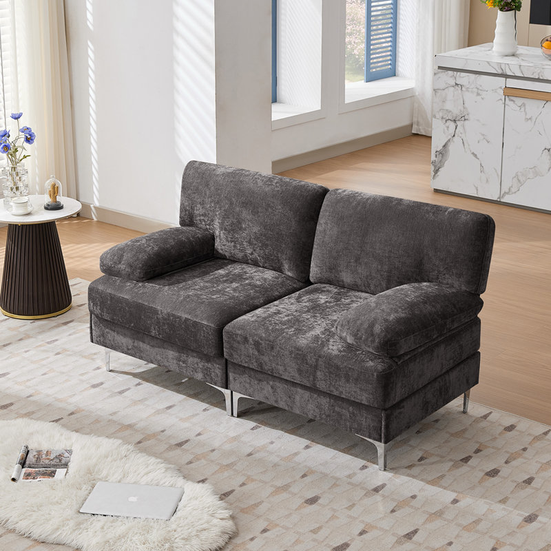 Modular Chenille Oversized Upholstered Sofa, Dark Gray