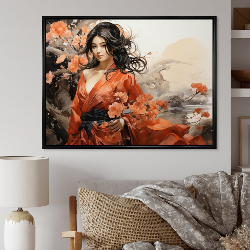 Asian Asian Beauty II - imprimé, Cadre flottant noir, H 34 po x l 44 po x P 1,5 po