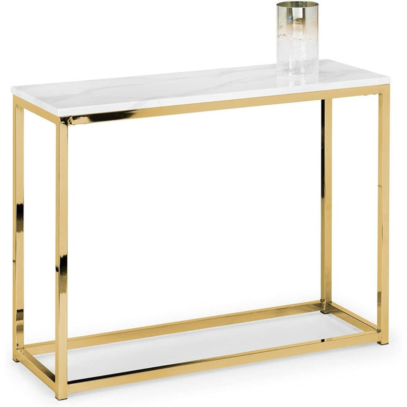 Eger 100cm Console Table, Gold, White Marble