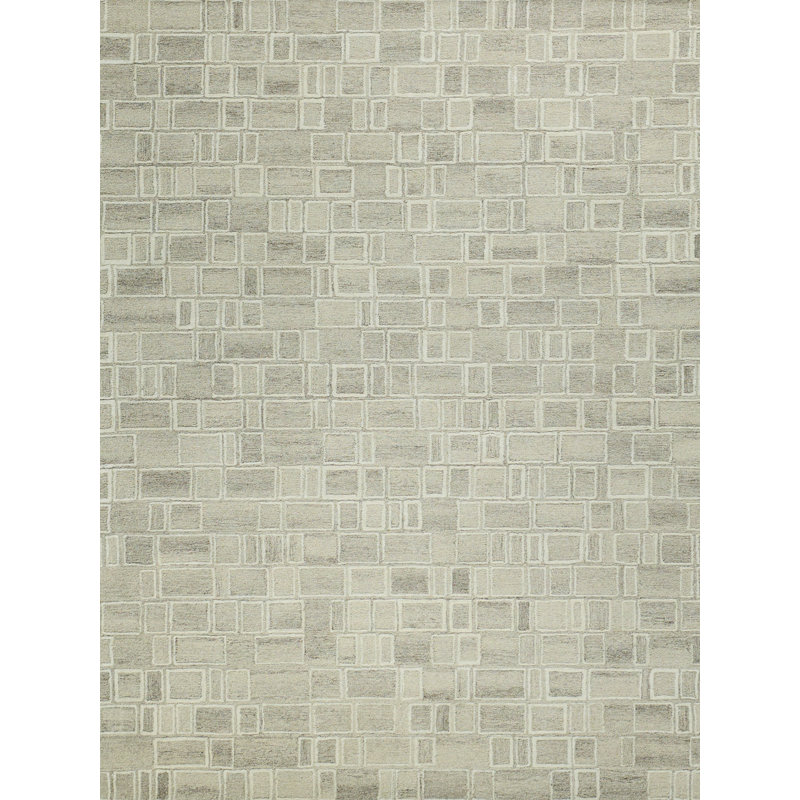 Soho Hand Tufted Wool Abstract Area Rug in Natural Beige/Ivory, Rectangle 8' x 10'