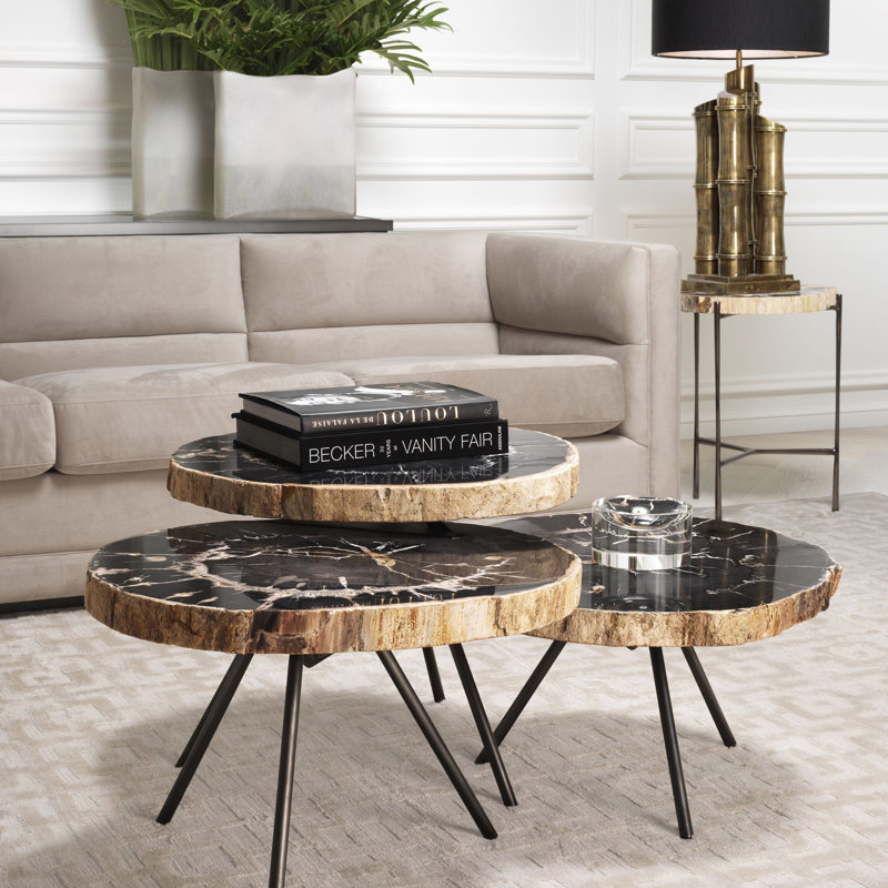 De Soto Solid Wood Nesting Coffee Table, Black