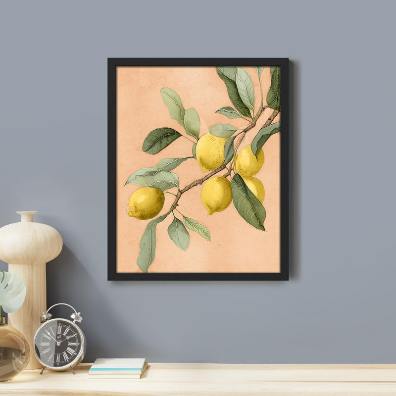 Citrons jaunes - reproduction d'un seul cadre photo, Blanc, H 16 po x l 12 po