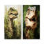 Velociraptor vert dans la jungle II - ensemble de 2 reproductions d'art en métal dinosaure-81555432