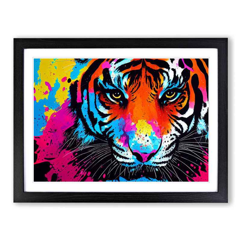 Tiger Splash Vol.6 Abstract - Single Picture Frame Print, Black, 25cm H x 34cm W x 2cm D