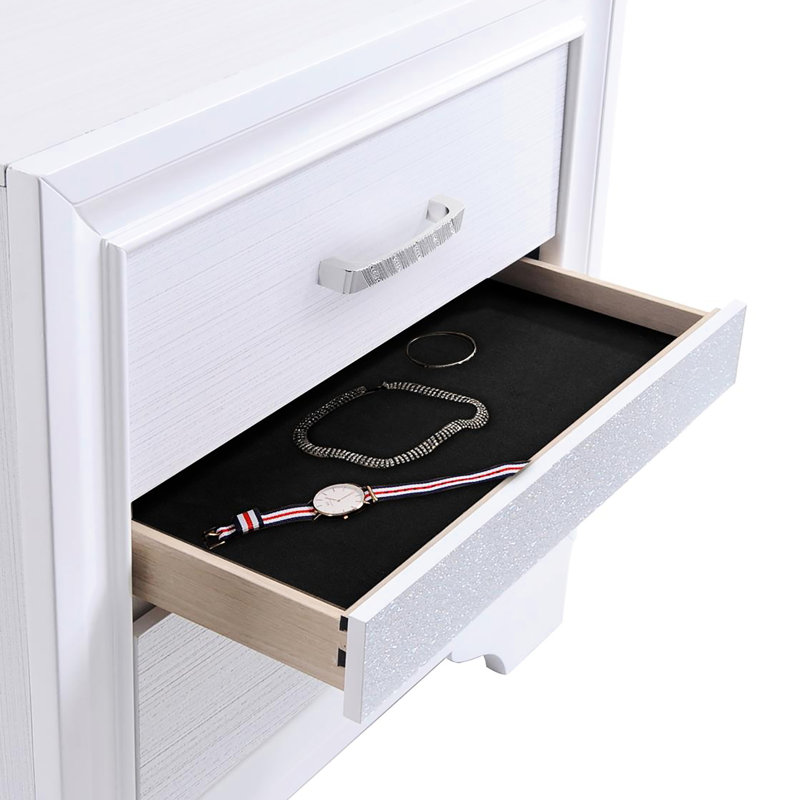 Table de chevet blanche 2 pour chambre à coucher avec espace dissimulé - section bijou secret moderne
