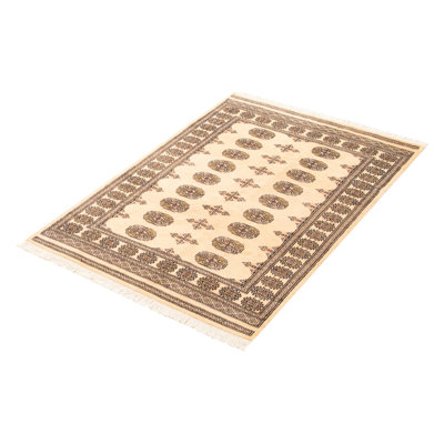One-of-a-kind Hand-knotted Peshawar Bokhara Beige 4'1" x 6'0" Wool Rug