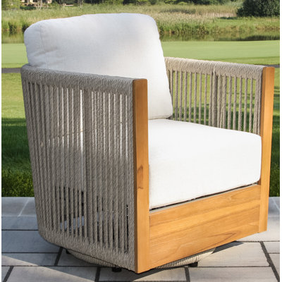 Aniston Teak Swivel Patio Chair with Sunbrella® Cushions by Joss and Main