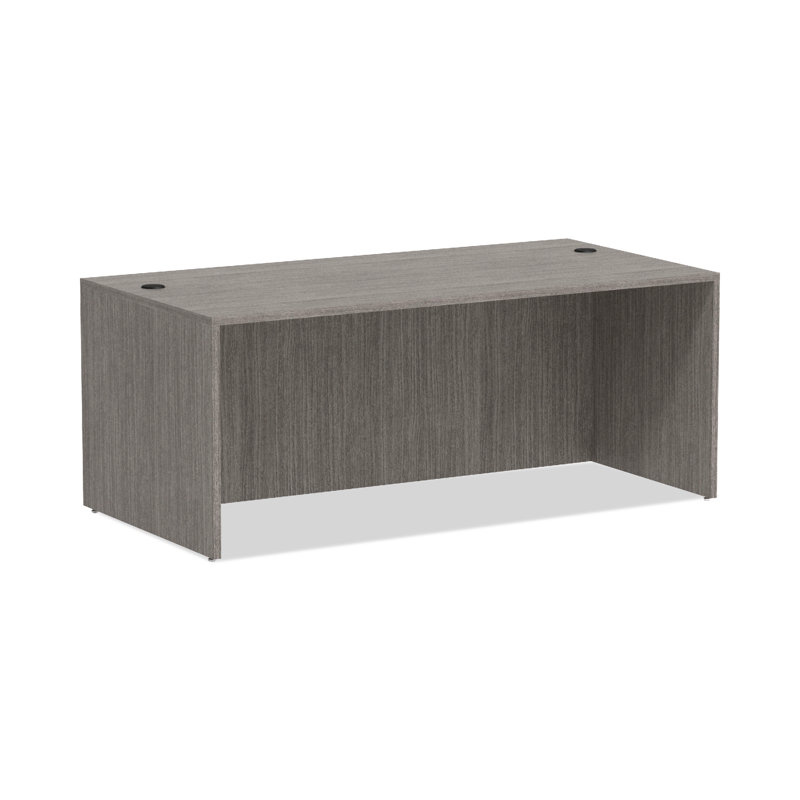Valencia 71'' Gray Commercial Laminate Desk Shell with Filing Cabinet