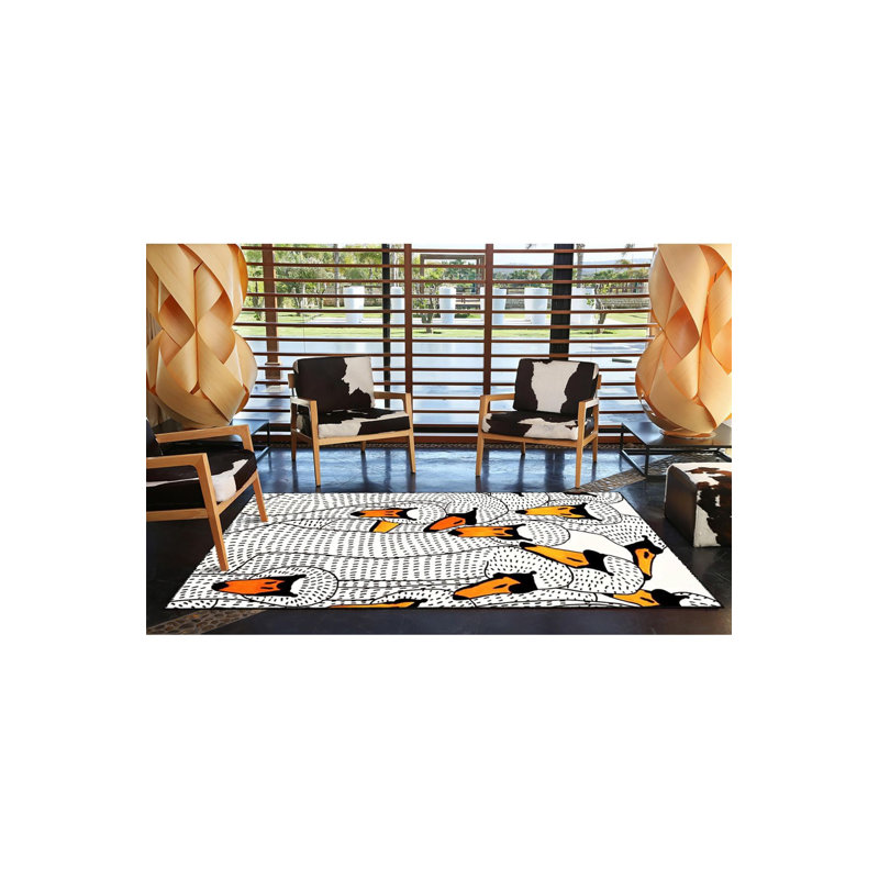 Tapis décoratif multicolore lavable à la machine, Sous-tapis rectangulaire 5 pi 1 po x 7 pi 7 po inc