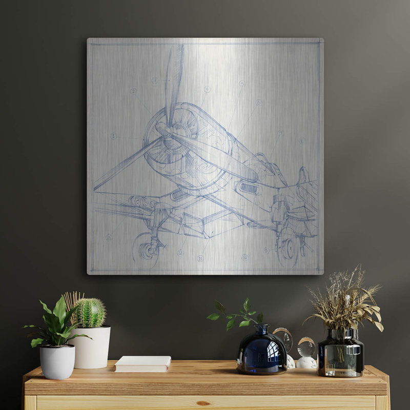 "Croquis mécanique d'avion II" par Ethan Harper, H 24 po x l 24 po