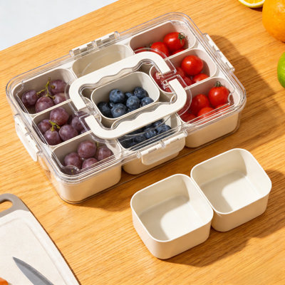 Multifunctional Airtight Food Storage Container - 6-in-1 Stackable Snack Box for Pantry Organization