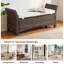 Banc de rangement rembourré en osier de 53 po avec accoudoirs et coussin pour l'entrée, la chambre à coucher ou le patio, osier synthétique brun-1086398699