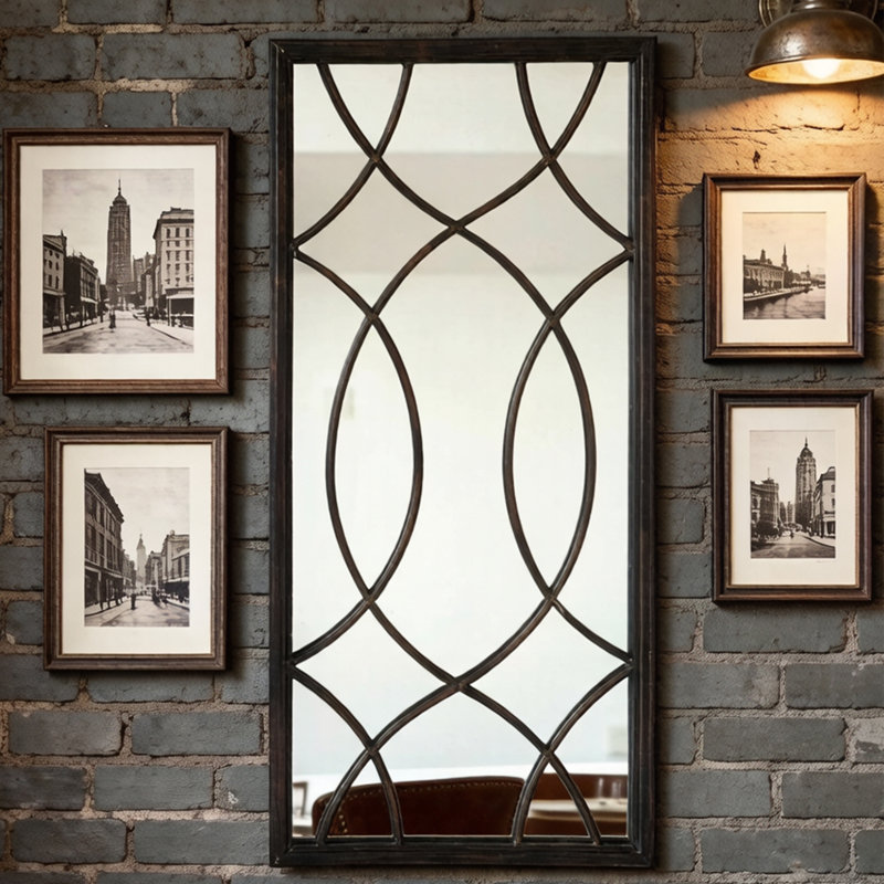 Miroir d'appoint mural avec cadre en métal Windowpane, H 27,75 po