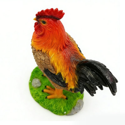 Statue de coq résistant à l'eau, soleil, couleurs vibrantes, sculpture en résine réaliste pour intérieur et extérieur, peint à la main