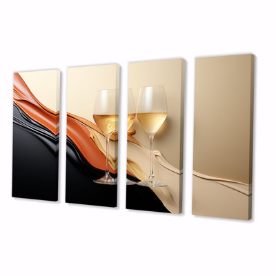 Ensemble de 4 impressions sur champagne champagne