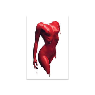 Woman Body Red Paint Print On Acrylic Glass