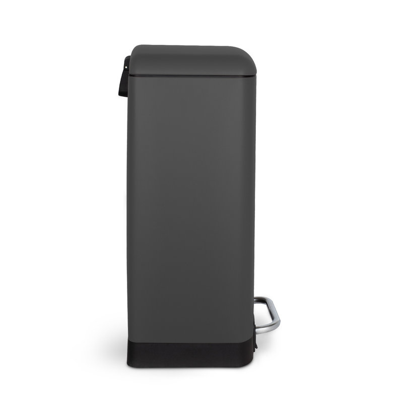 20 Litre Step On Trash Can, 61.5cm H x 34cm W x 32.5cm D, Grey/Brown/Blue