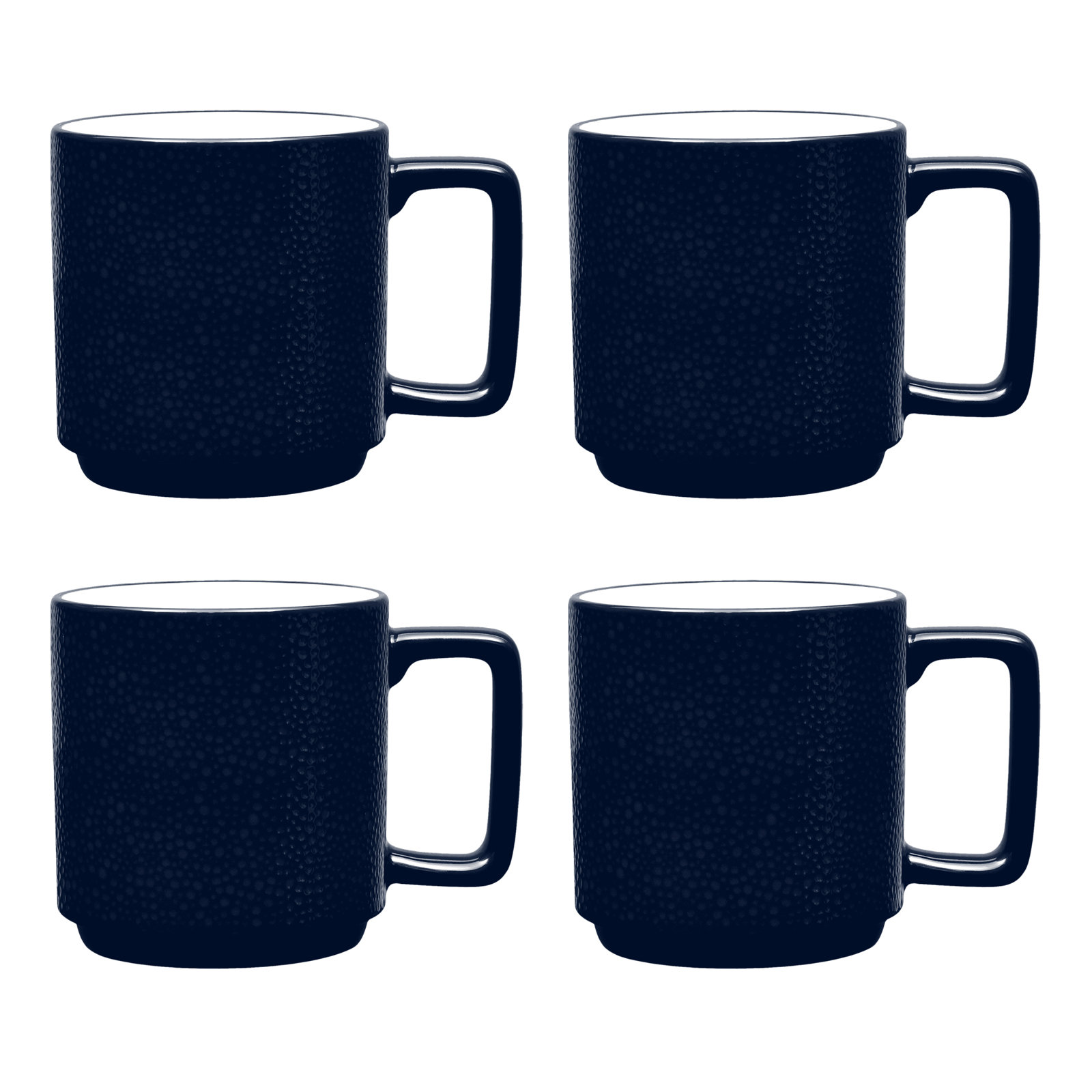 Noritake Colortex Stone Stax Mugs, 16 Oz., Set of 4, Navy