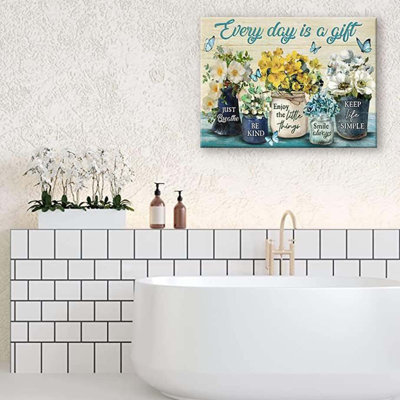 Farmhouse Bathroom Flower Decor Wall Art 30x40cm