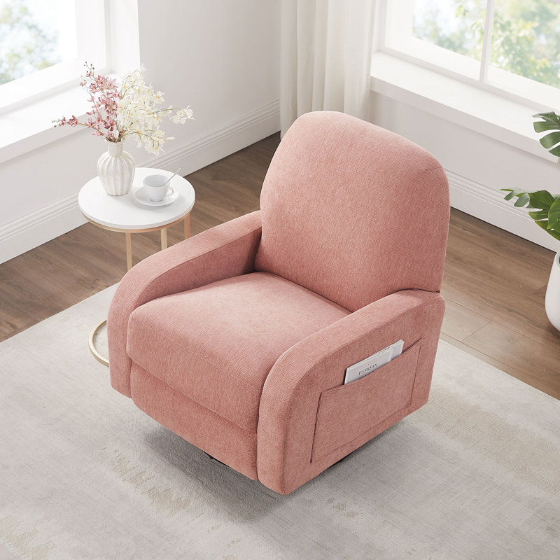 Fauteuil inclinable électrique oscillant pivotant de 31,7 po de largeur avec port USB Type-C, Pink