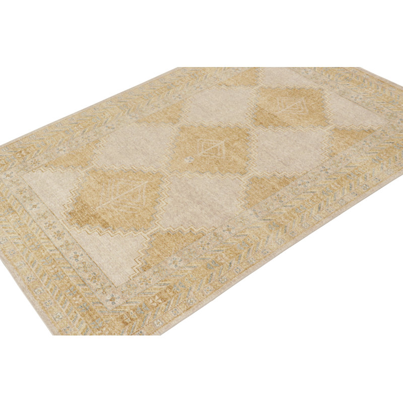 Distressed Homage Hand Knotted Wool Geometric Area Rug, Rectangle 9' x 12'