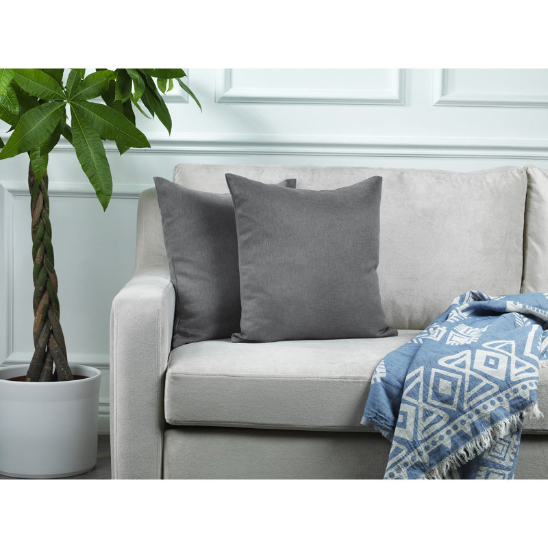Housses de coussin rectangulaires en lin uni, Gris clair