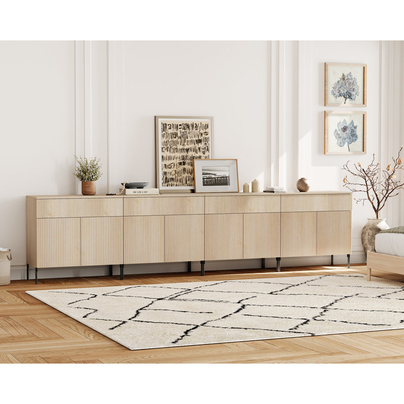 Commode à tiroirs en bois de 126 po Union Rustic, Beige