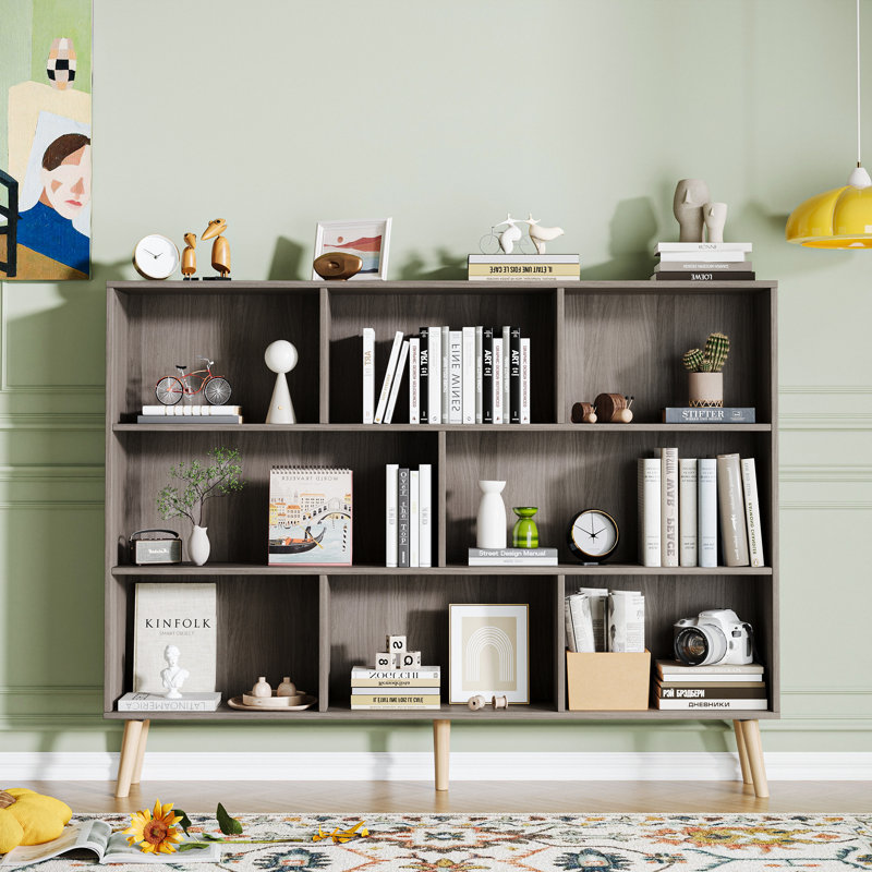 Bookcase, 55.1" H x 42.5" W x 9.4" D, Platinum Gray