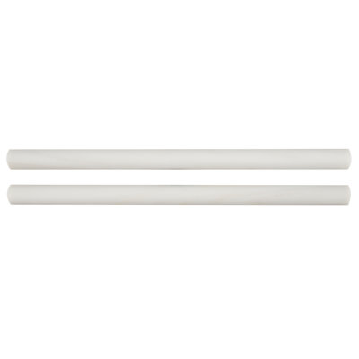 Calabria Frost 0.75 in. x 12 in. Polished Marble Pencil Liner Tile Trim