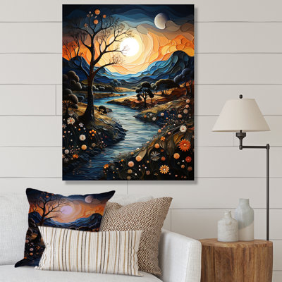 Coucher de soleil fantaisiste sur une impression sur toile