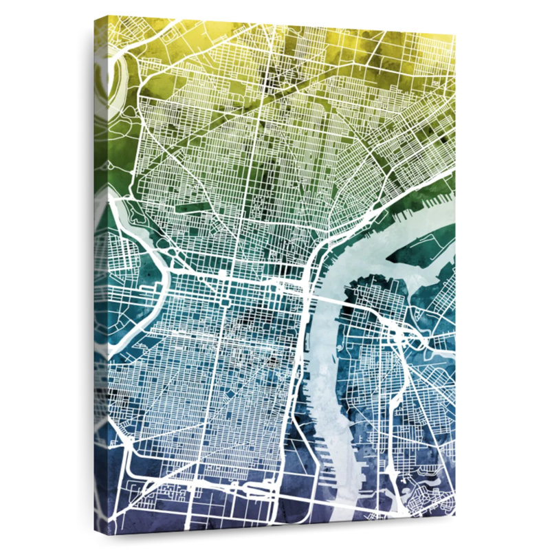 Carte de ville de Philadelphie, PA III, H 12 po x l 8 po