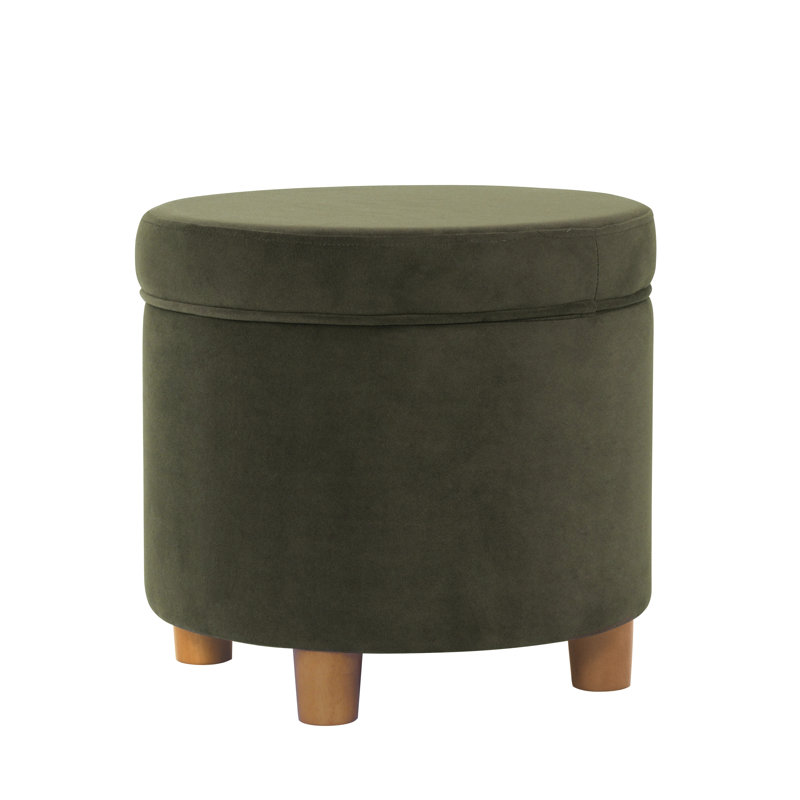 Mayen 19" Wide Round Storage Ottoman, Loden Green Velvet