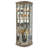 Marlowe V Corner Curio Cabinet, Aged Grey Reclaimed Wood Look, Frameless Glass Door