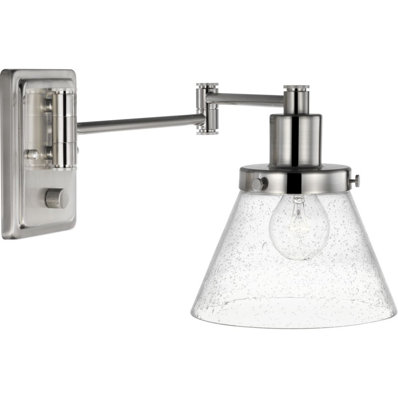 Lampe murale avec bras pivotant 1 lumière Oakpark, Nickel brossé
