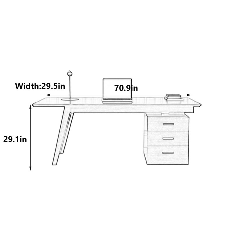 Bureau moderne en bois massif noyer, H 29,1 po x l 59,1 po x P 29,5 po