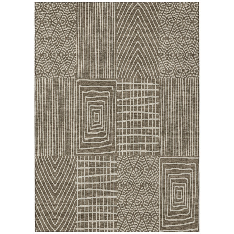  Machine Washable Indoor/Outdoor Chantille ACN990 Green Area Rug, Rectangle 8' x 10'