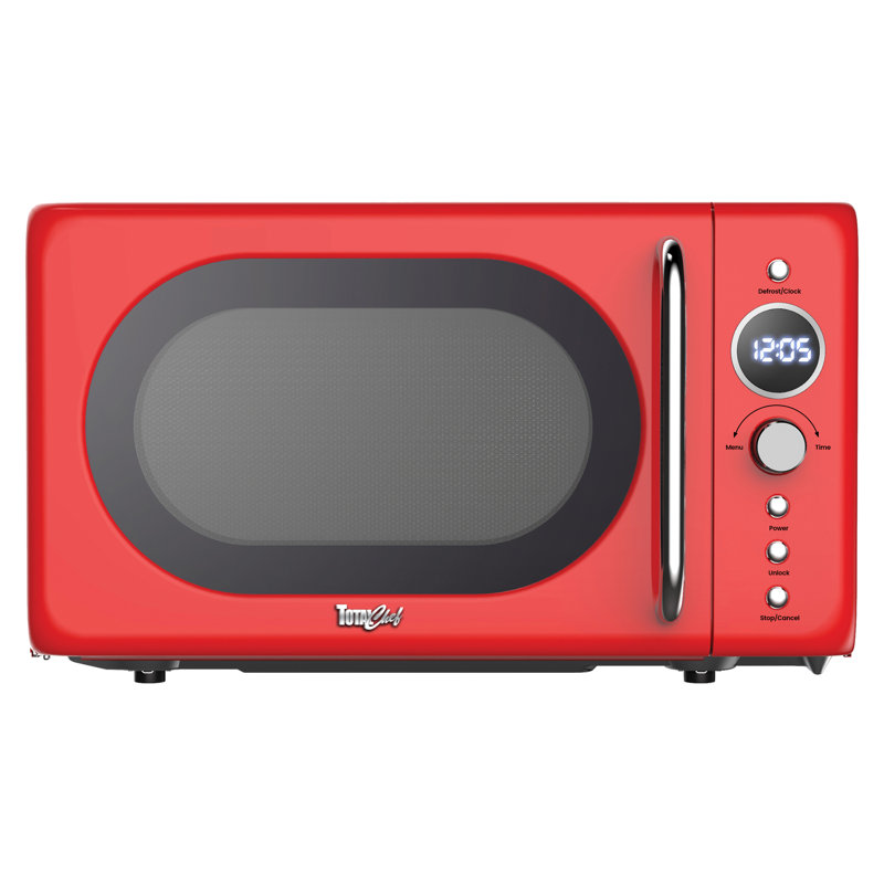 Total Chef 0,7 pieds cubes Pi. Four à micro-ondes de comptoir rétro, four à micro-ondes compact de 700 watts avec 8 programmes de cuisson préréglés, dégivrage et démarrage rapide