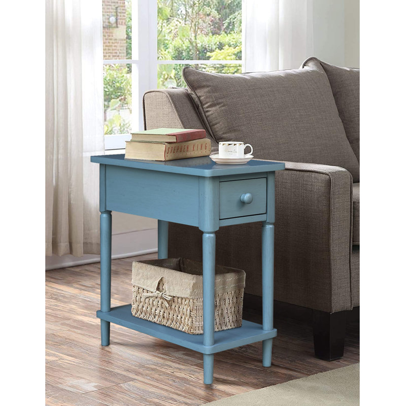 Table de bout Deboria, Bleu océan antique frotté