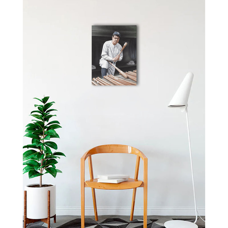 «Babe Ruth on Deck» par Darryl Vlasak, reproduction d'art sur toile tendue, H 24 po x l 18 po x P 1,5 po
