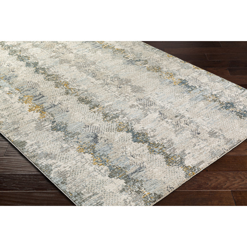 Abstract Machine Woven Polyester Area Rug in Light Gray, Rectangle 2' x 3'