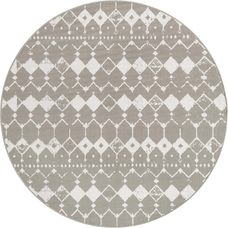 Geometric Indoor / Outdoor Rug, Round 7'