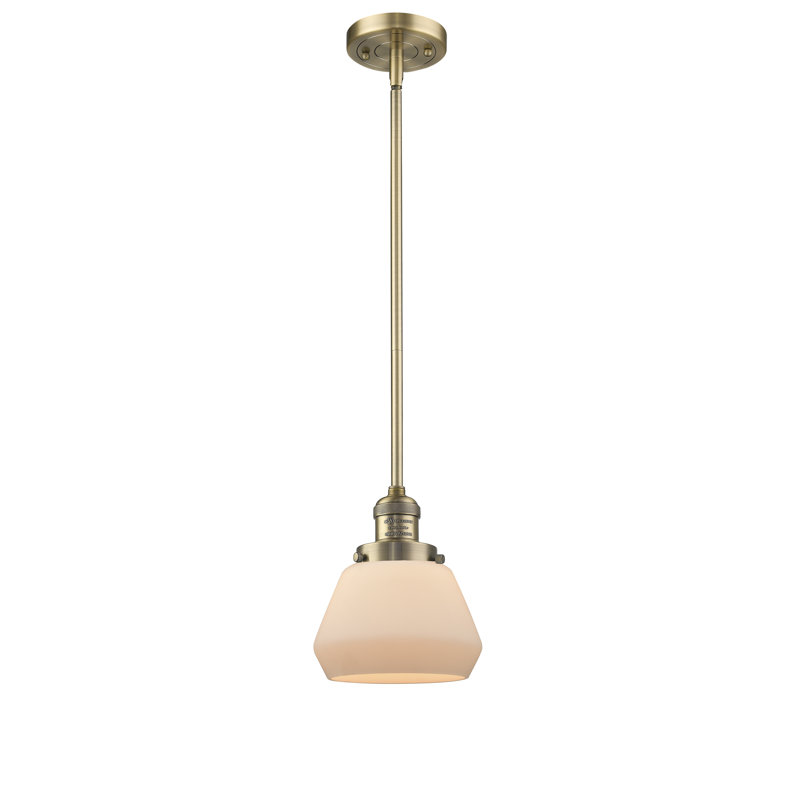 Chill 1 - Light Single Pendant, Brushed Brass, Matte White Cased, 9" x 7" x 7"