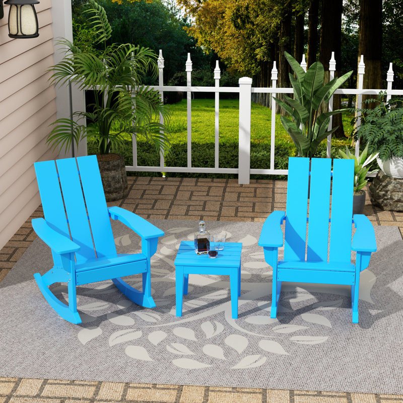 Chaise berçante d'extérieur en plastique Joubert, Bleu pacifique