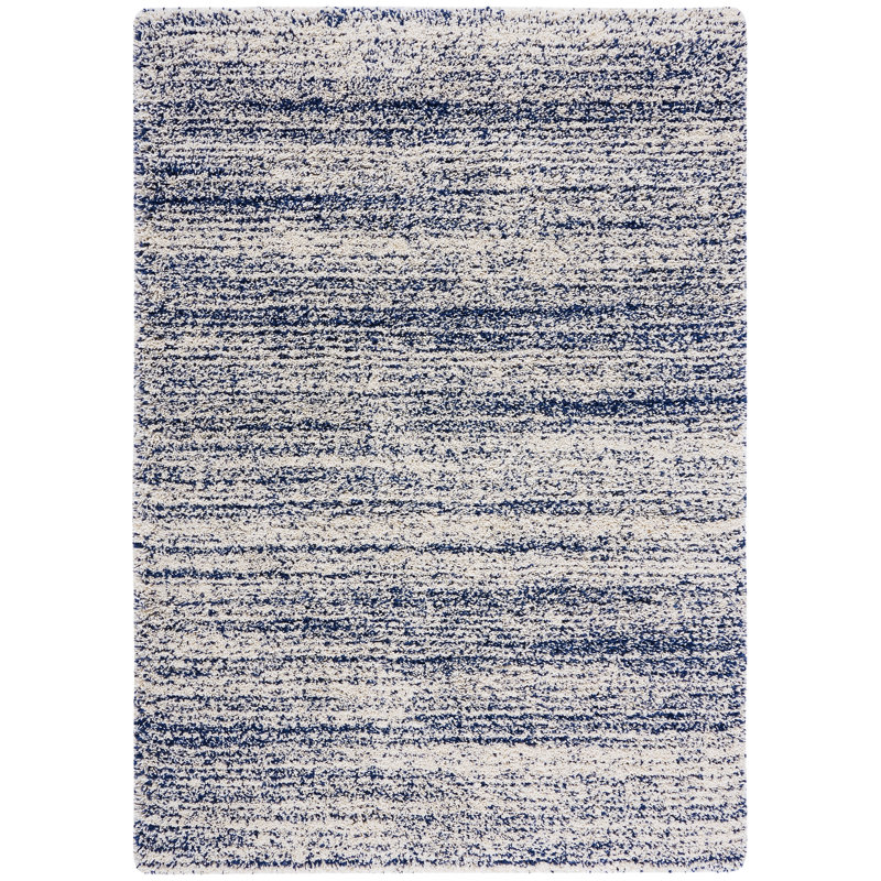 Tapis ivoire / bleu marine Audriauna, Rectangle 5 pi 3 po x 7 pi 6 po