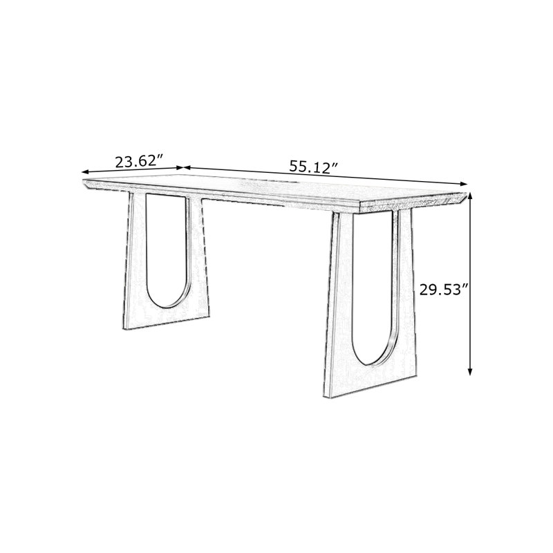 Bureau rectangulaire en bois massif noir, H 29,53 po x l 55,12 po x P 23,62 po