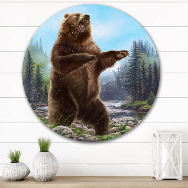 Grizzly Bear Metal Wall Art LED Light Angry Bear Name Sign 