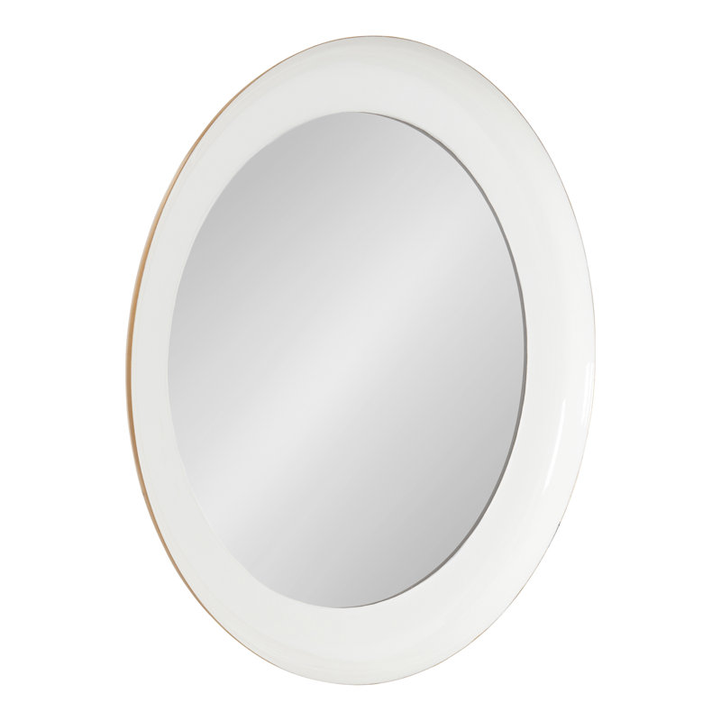 Metal Round Mirror, White/Gold