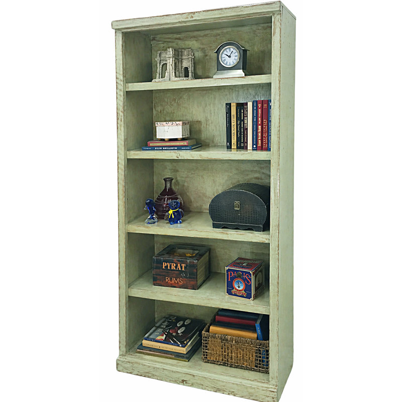 Bibliothèque standard en bois massif Irie H 72 "x l 32", Aquamarine rustique