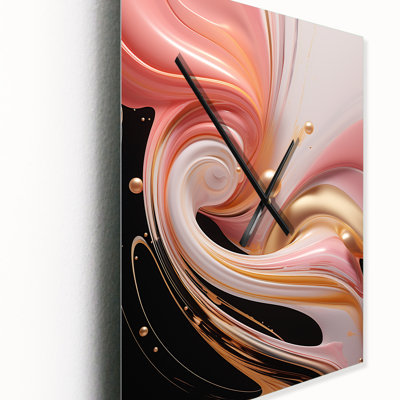 Horloge murale fantaisiste rose et doré Glam Art IV - formes abstraites