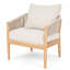 Ensemble de conversation d'extérieur en bois d'acacia 4 pièces Verona, bois naturel, coussin beige, corde brun clair